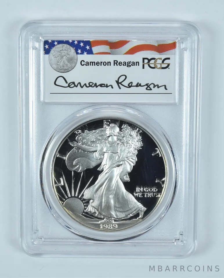 1989-S American Silver Eagle Cameron Reagan Signed PR69 DCAM PCGS