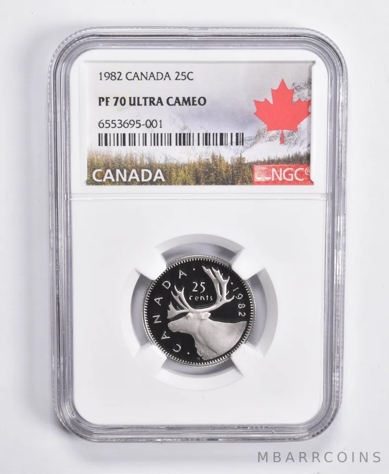 1982 Canada 25C Quarter PF70 UCam NGC Canada Lbl