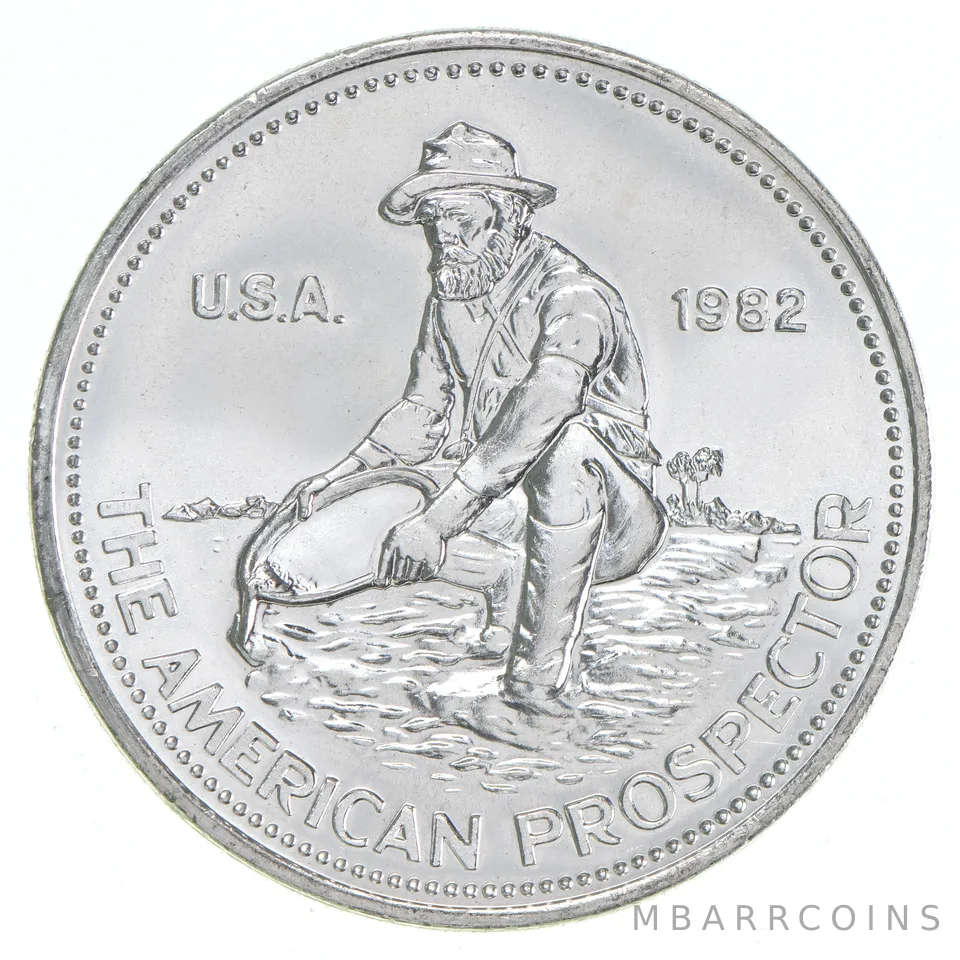 1982 1 Troy Oz. .999 Silver Engelhard American Prospector Silver Round