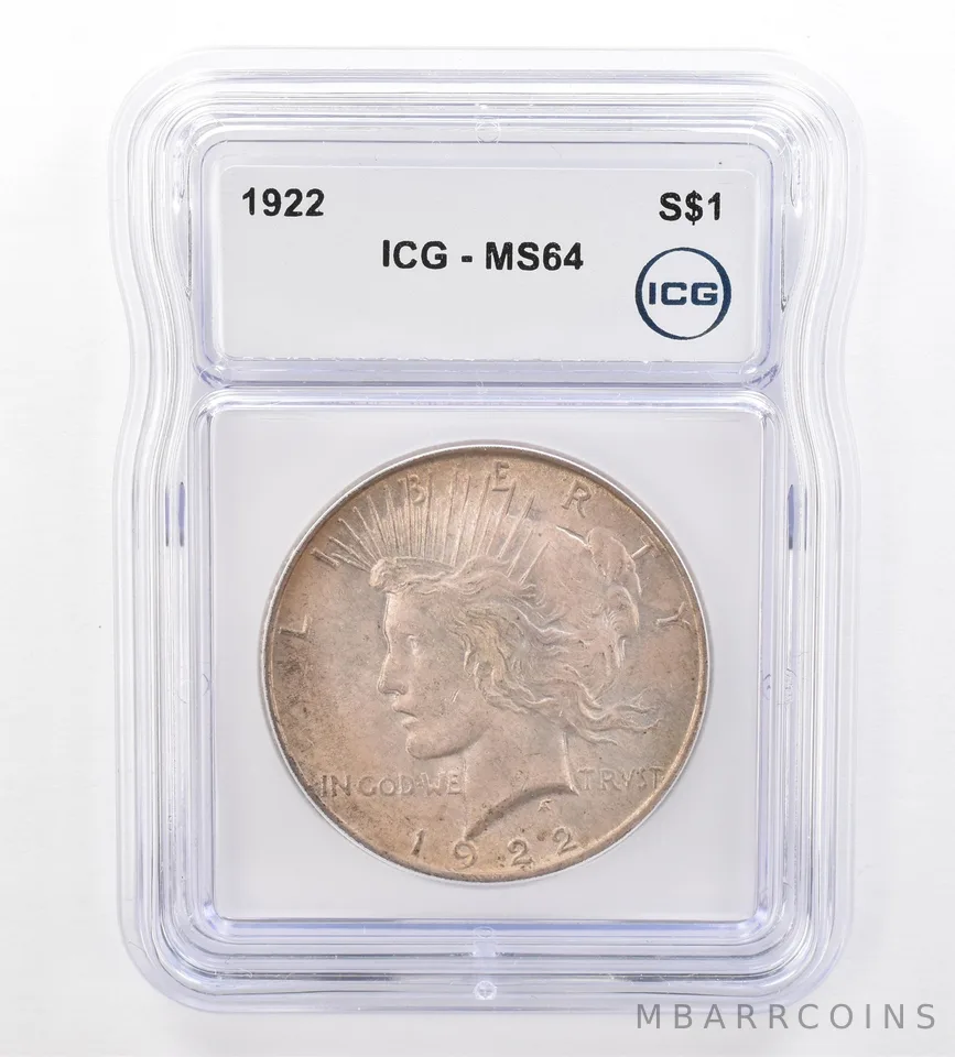 1922 Peace Silver Dollar MS64 ICG Beautiful Tone *7298
