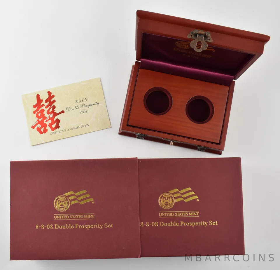 OGP 2008 DOUBLE PROSPERITY 2-Coin Set 8-8-08 Gold BOX NO COIN (Eagle & Buffalo)