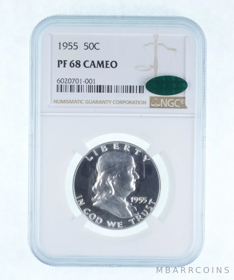 PF68 CAM 1955 Franklin Half Dollar - CAC - Graded NGC a1284