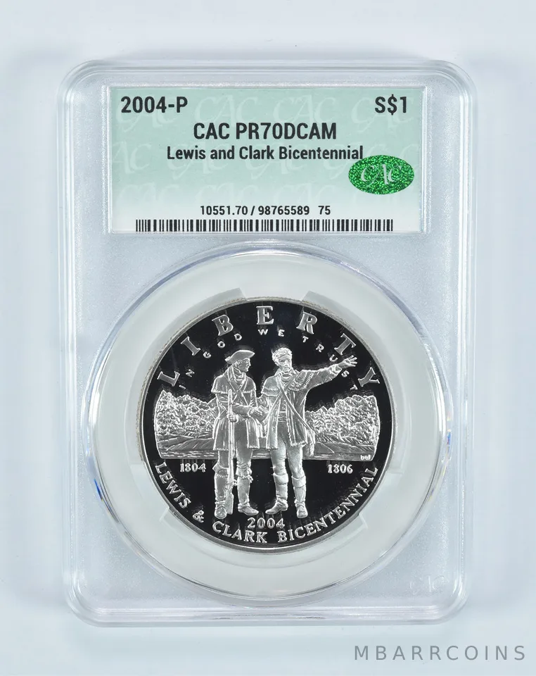 2004-P Lewis & Clark Commemorative Silver Dollar PR70 DCAM CAC CACg