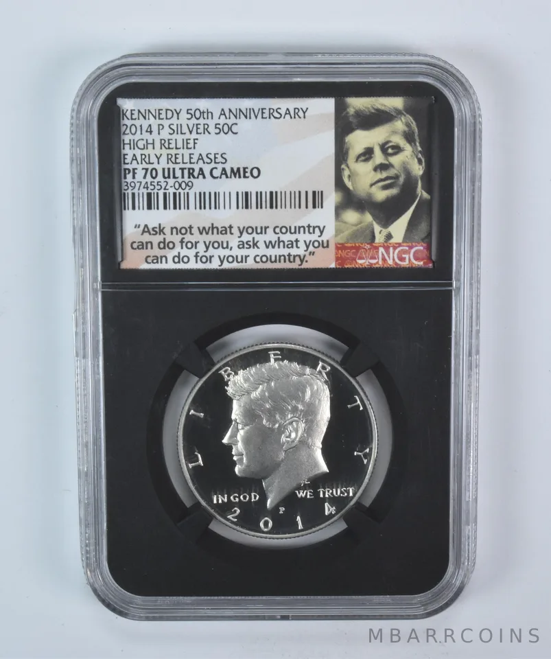 2014-P Kennedy Half Dollar Silver High Relief Early Releases PF70 UCAM NGC *5754