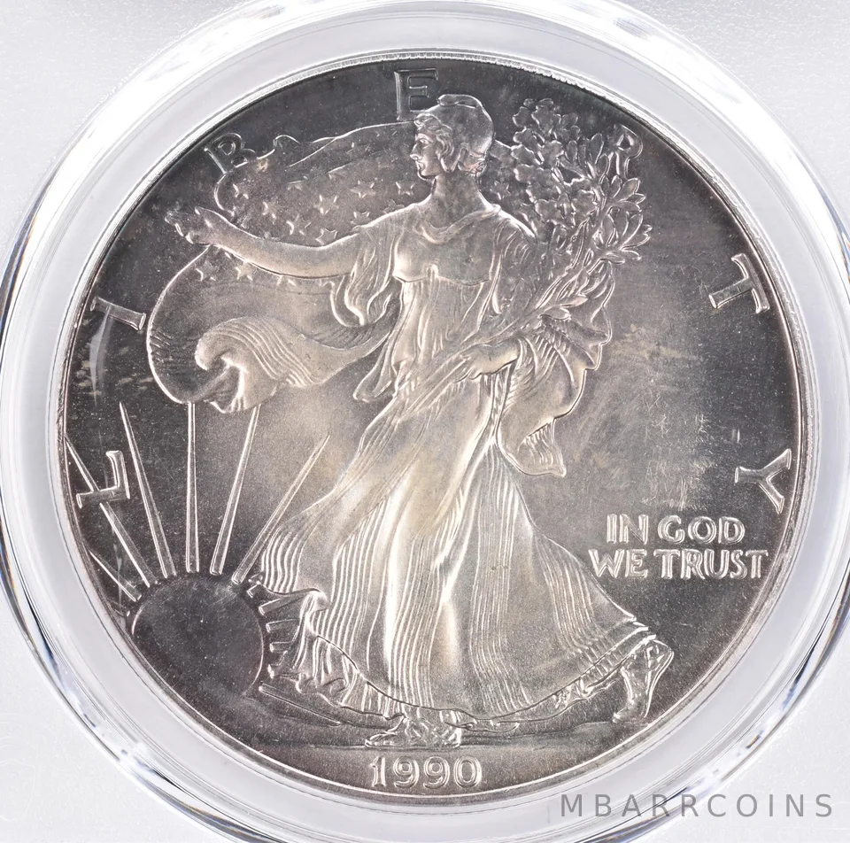 1990 American Silver Eagle MS66 PCGS Beautiful Tone *1413