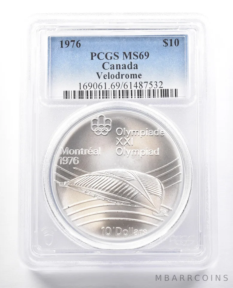 1976 Canada 10 Dollars Silver Montreal Olympics Velodrome MS69 PCGS