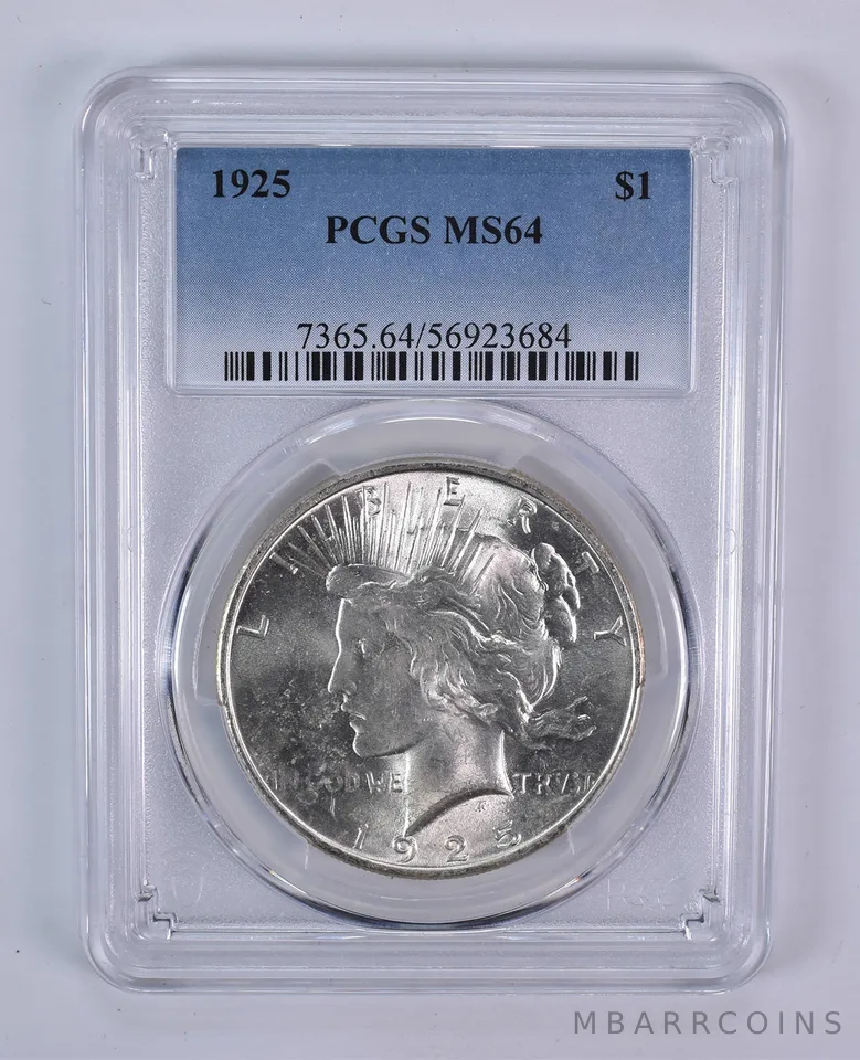 1925 Peace Silver Dollar MS64 PCGS Blue Label