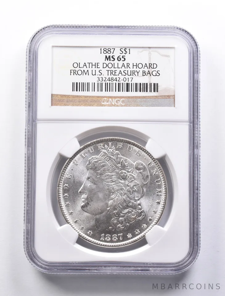 MS65 1887 Morgan Silver Dollar Olathe Dollar Hoard NGC *1349