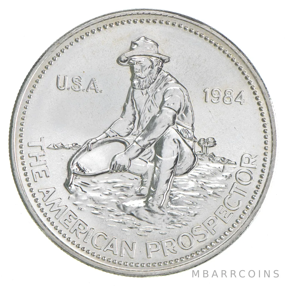 1984 1 Troy Oz. .999 Silver Engelhard American Prospector Silver Round