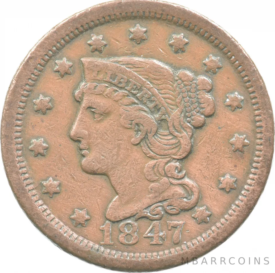 1847 Braided Hair Large Cent *8910