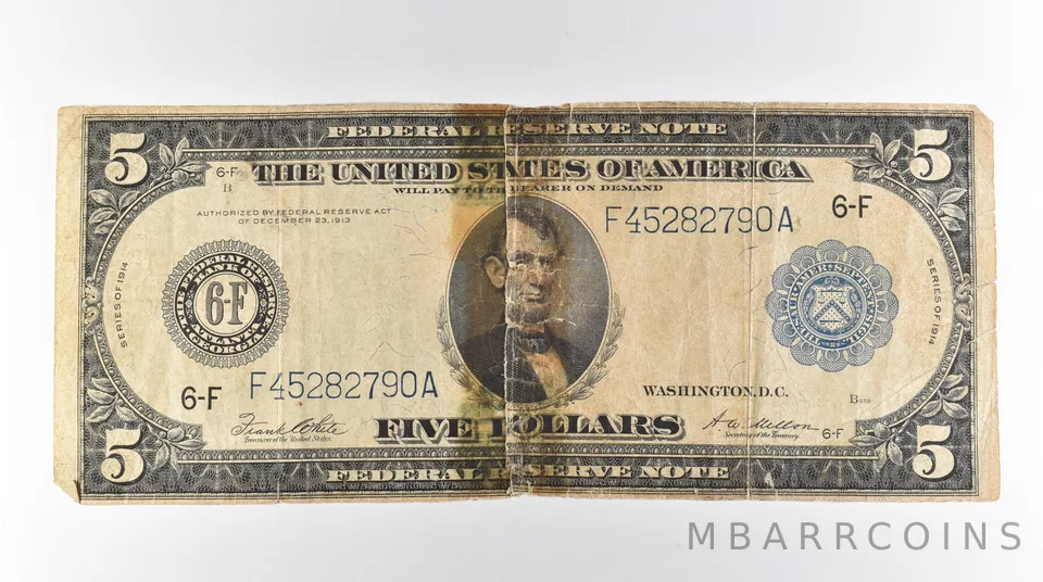 1914 $5 Atlanta GA FRN Large Note Blue Seal *3141