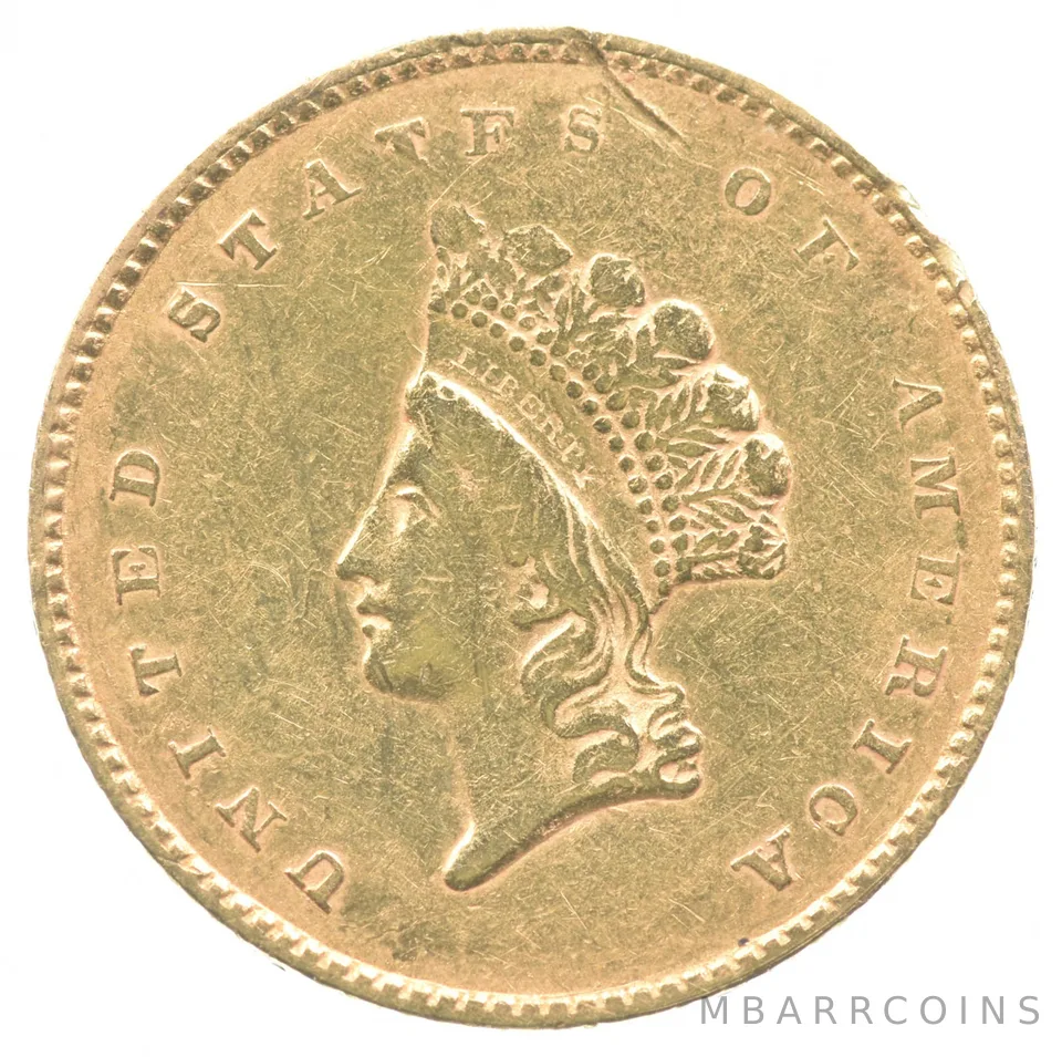 1855 $1 Indian Princess Head Gold Dollar Type 2 a1735
