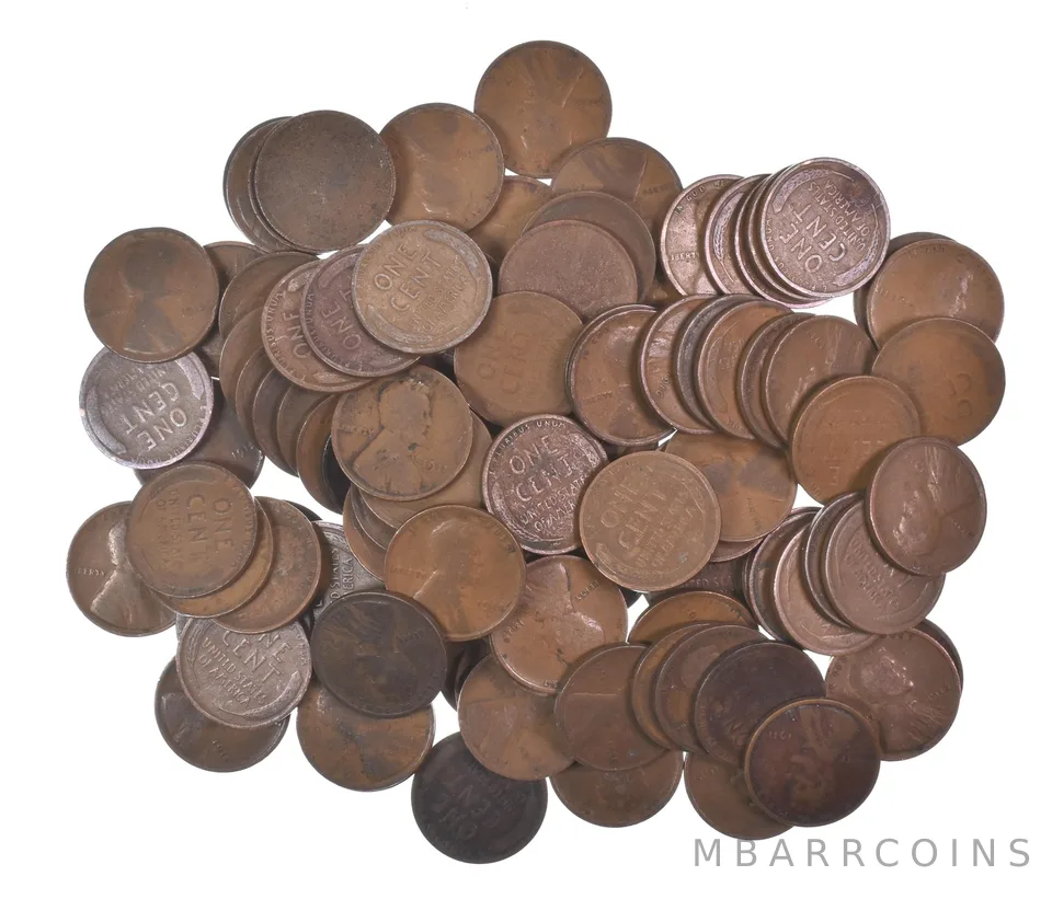 Lot of 100 1910-1919 Lincoln Wheat Cents - 2 Rolls - Collection *581