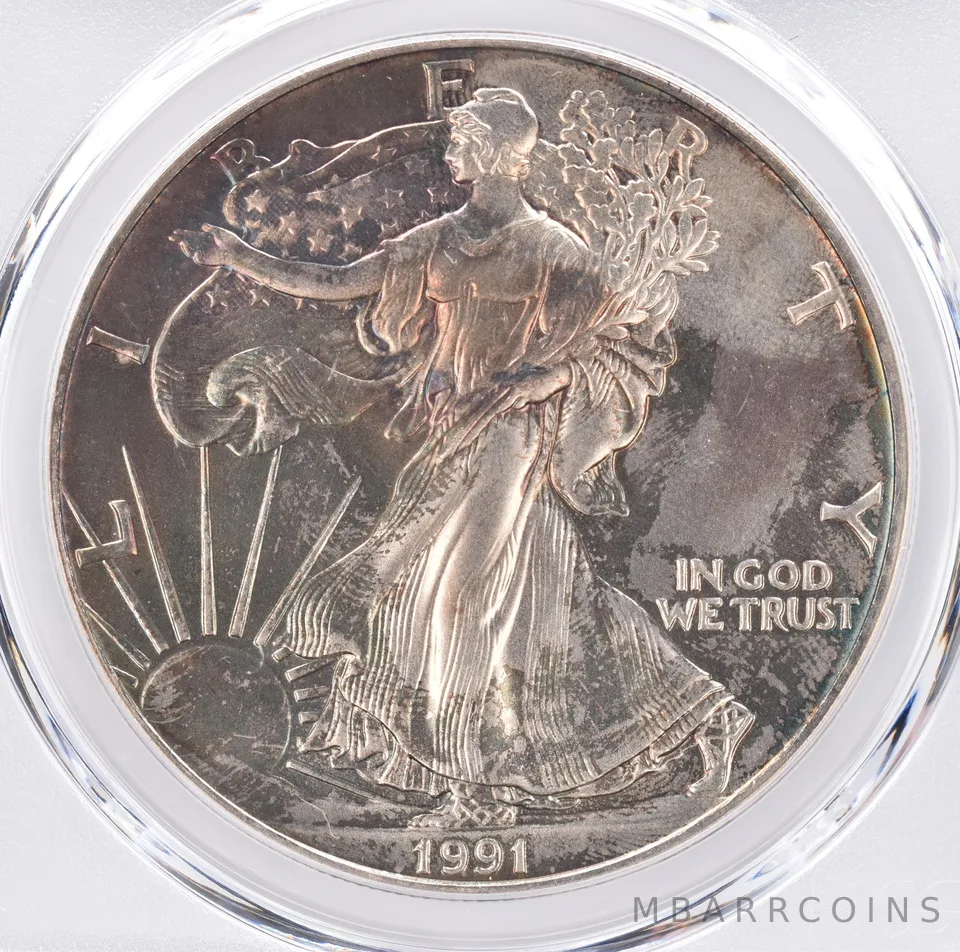 1991 American Silver Eagle MS67 PCGS Beautiful Tone *1326