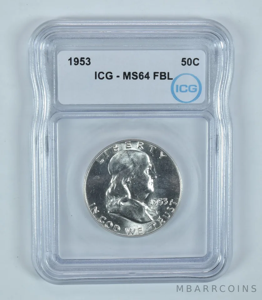 1953 Franklin Half Dollar MS64 FBL ICG