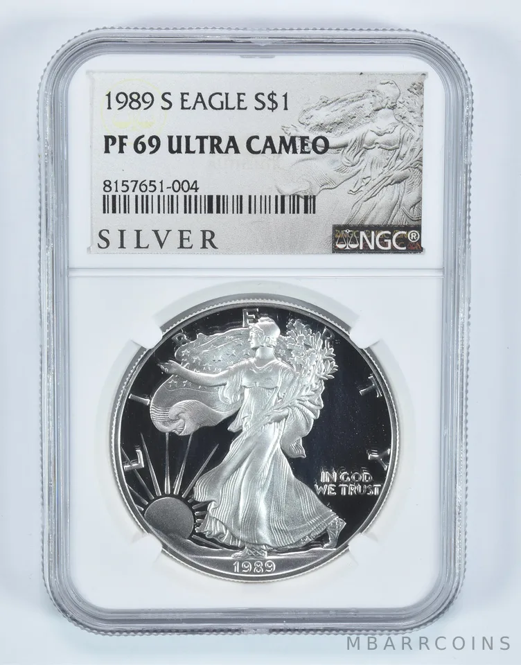 1989-S American Silver Eagle PF69 UCAM NGC Silver Label
