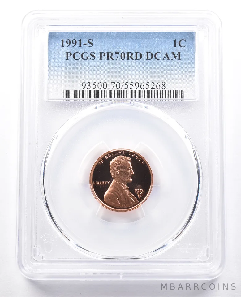 1991-S Lincoln Memorial Cent PR70 RD DCAM PCGS Blue Label