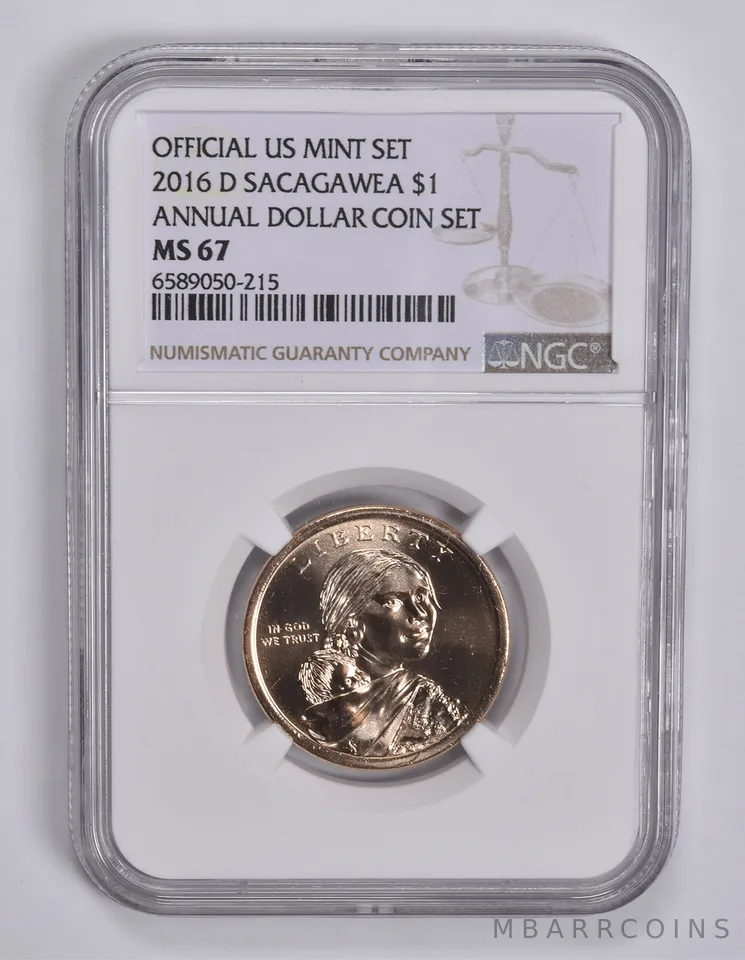 2016-D Sacagawea $1 Code Talkers Annual Dollar Set  MS67 NGC Brown Lbl