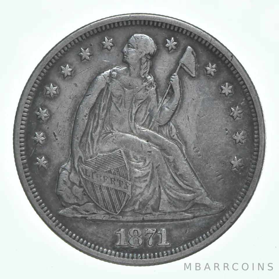 1871 Seated Liberty Silver Dollar a6063