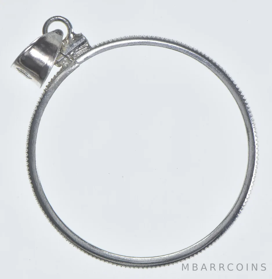 Sterling Silver 30.1 MM Half Dollar Coin Bezel Pendant Frame Edge *1069
