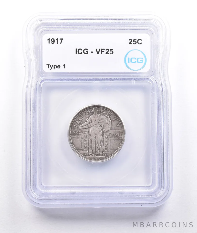 1917 Standing Liberty Quarter Type 1 VF25 ICG *6878