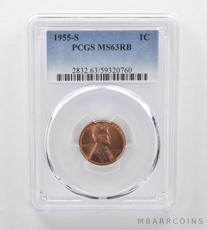 1955-S Lincoln Wheat Cent MS63 RB PCGS Beautiful Tone *2054