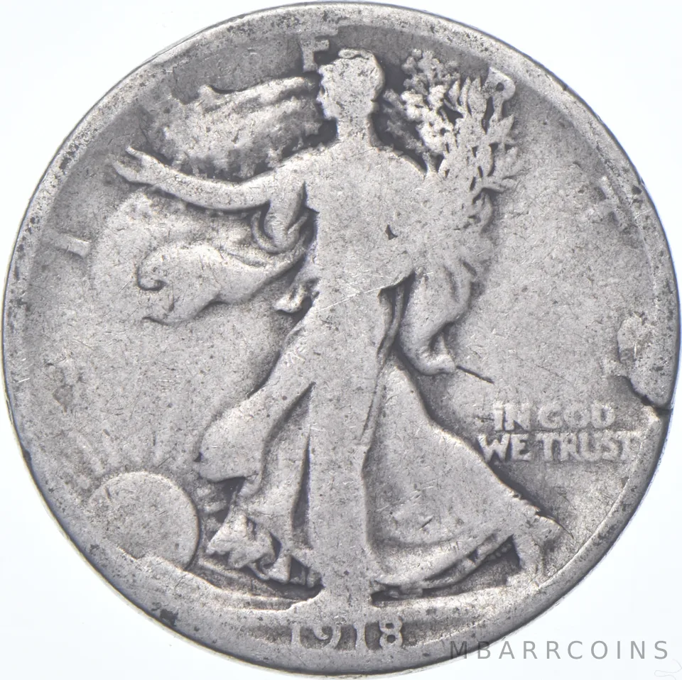 1918 Walking Liberty Half Dollar - Defective Planchet ERROR *0218