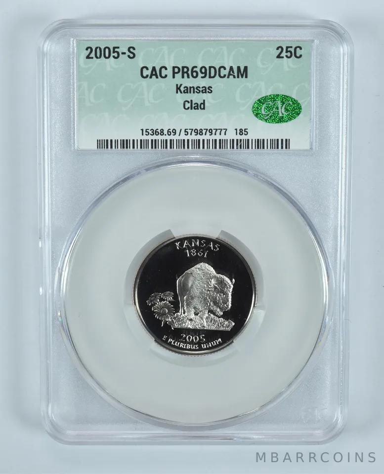 2005-S Washington State Quarter Kansas CLAD PR69 DCAM CAC CACg