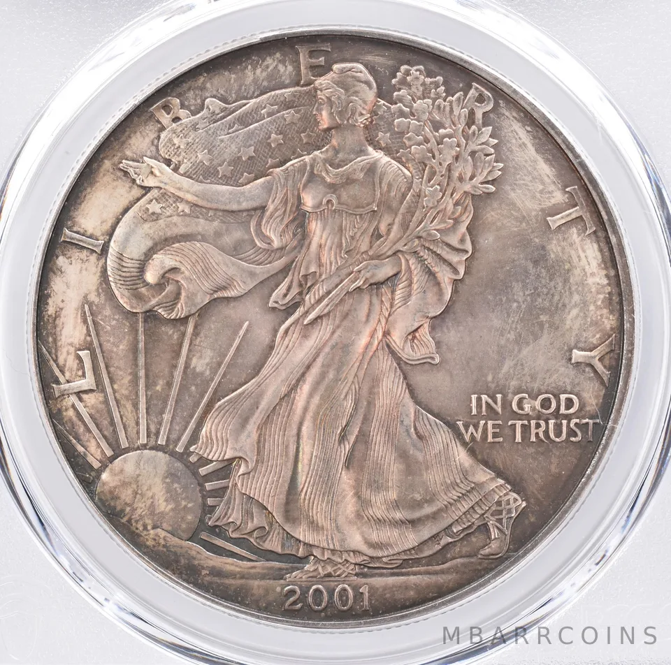 2001 American Silver Eagle MS66 PCGS Beautiful Tone *1433