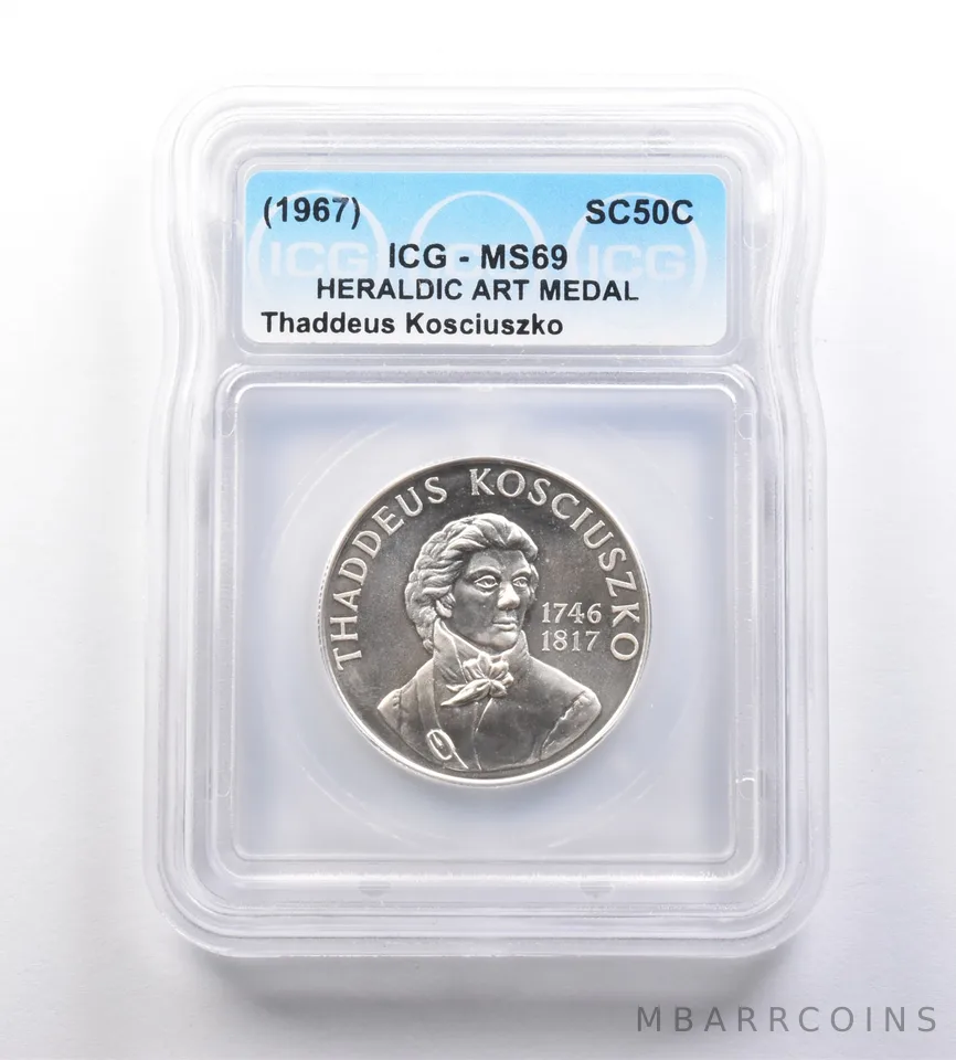 (1967) So-Called Half Dollar Thaddeus Kosciuszko MS69 ICG *7235