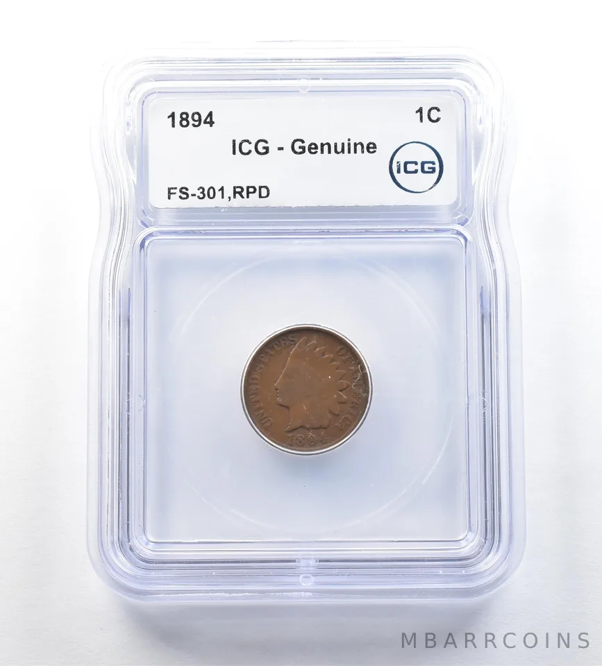 1894 Indian Head Cent FS-301 RPD Genuine ICG *0652