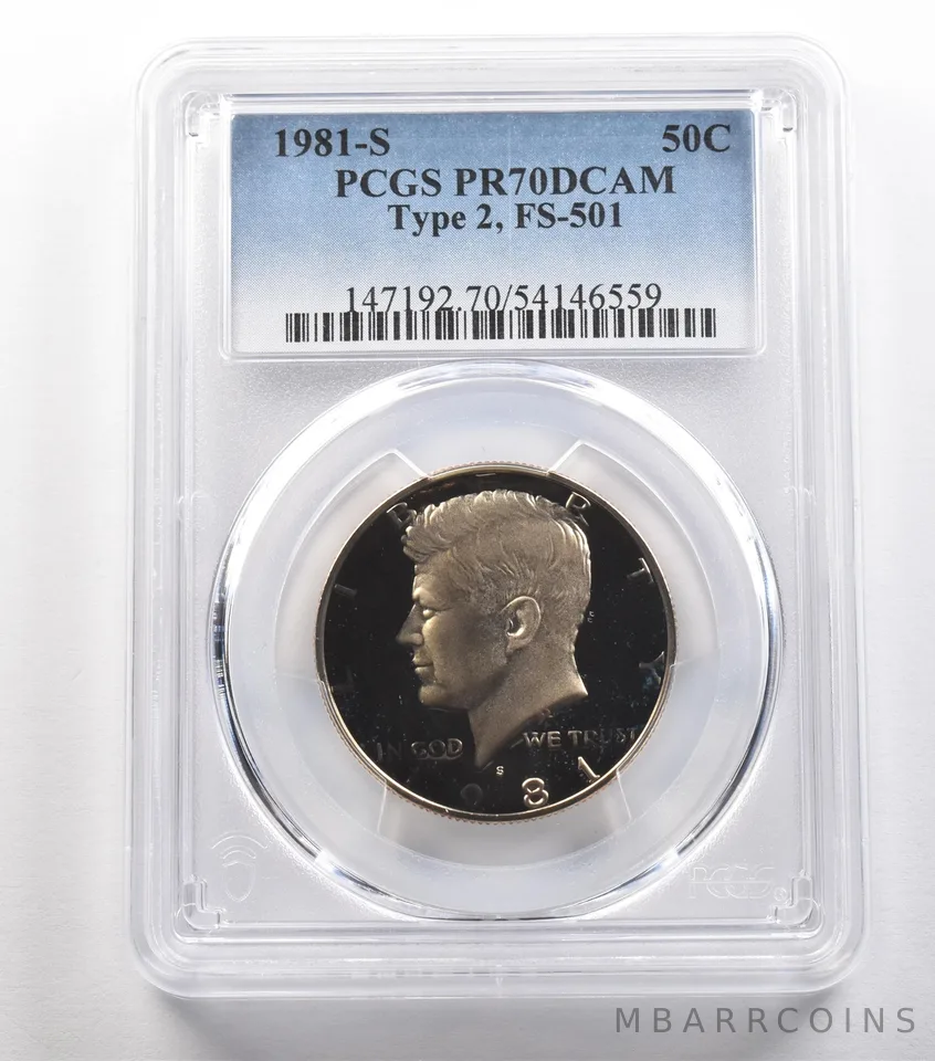 1981-S Kennedy Half Dollar Type 2 FS-501 PR70 DCAM PCGS *4834