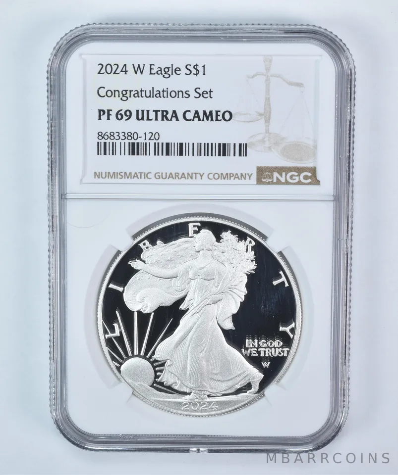 2024-W American Silver Eagle Congratulations Set PF69 UCAM NGC Brown Label