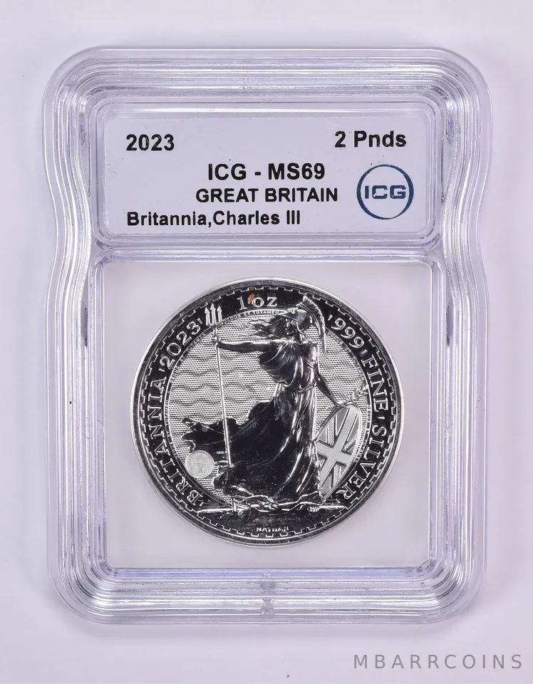2023 Great Britain 2 Pound Silver Britannia MS69 ICG