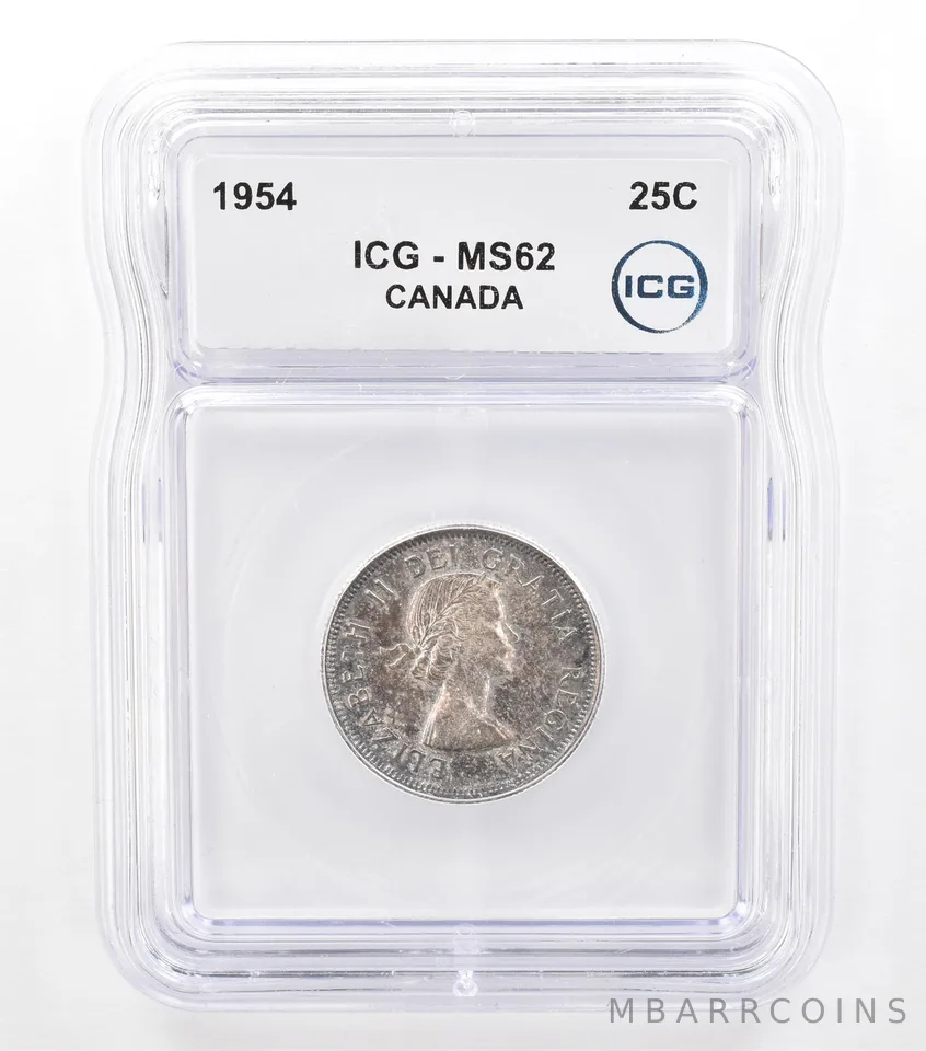 1954 Canada 25 Cents MS62 ICG Beautiful Tone *5766