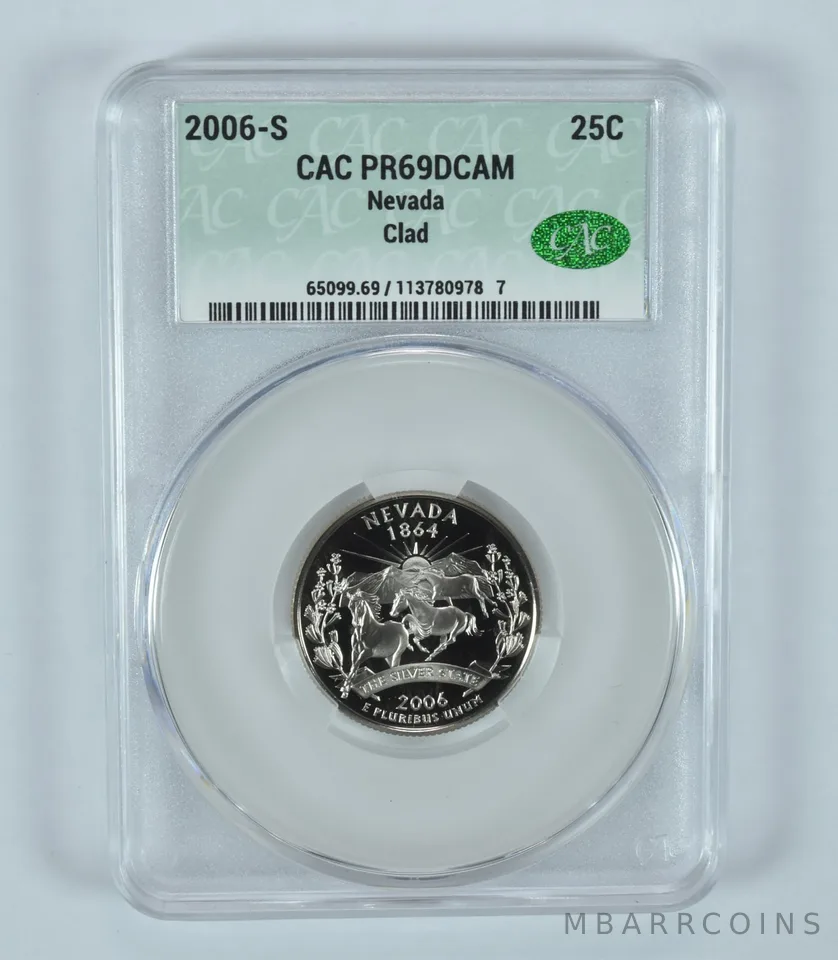 2006-S Washington State Quarter Nevada CLAD PR69 DCAM CAC CACg