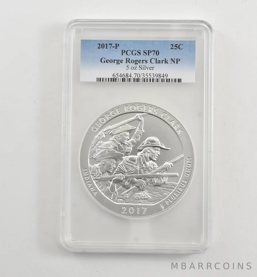 2017-P 5 Oz Silver Quarter ATB George Rogers Clark SP70 PCGS *1738