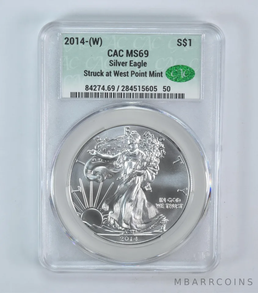 2014-(W) American Silver Eagle Struck At West Point MS69 CAC CACg