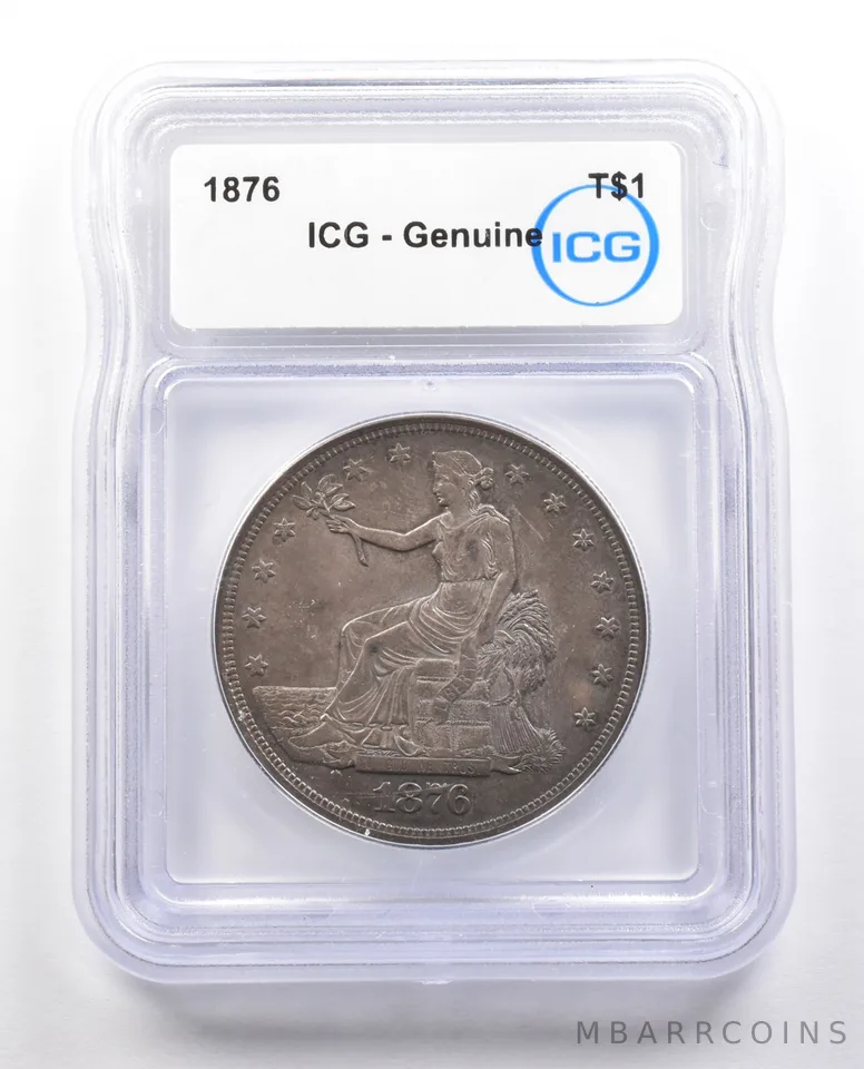 1876 Seated Liberty Trade Dollar Genuine ICG *4348