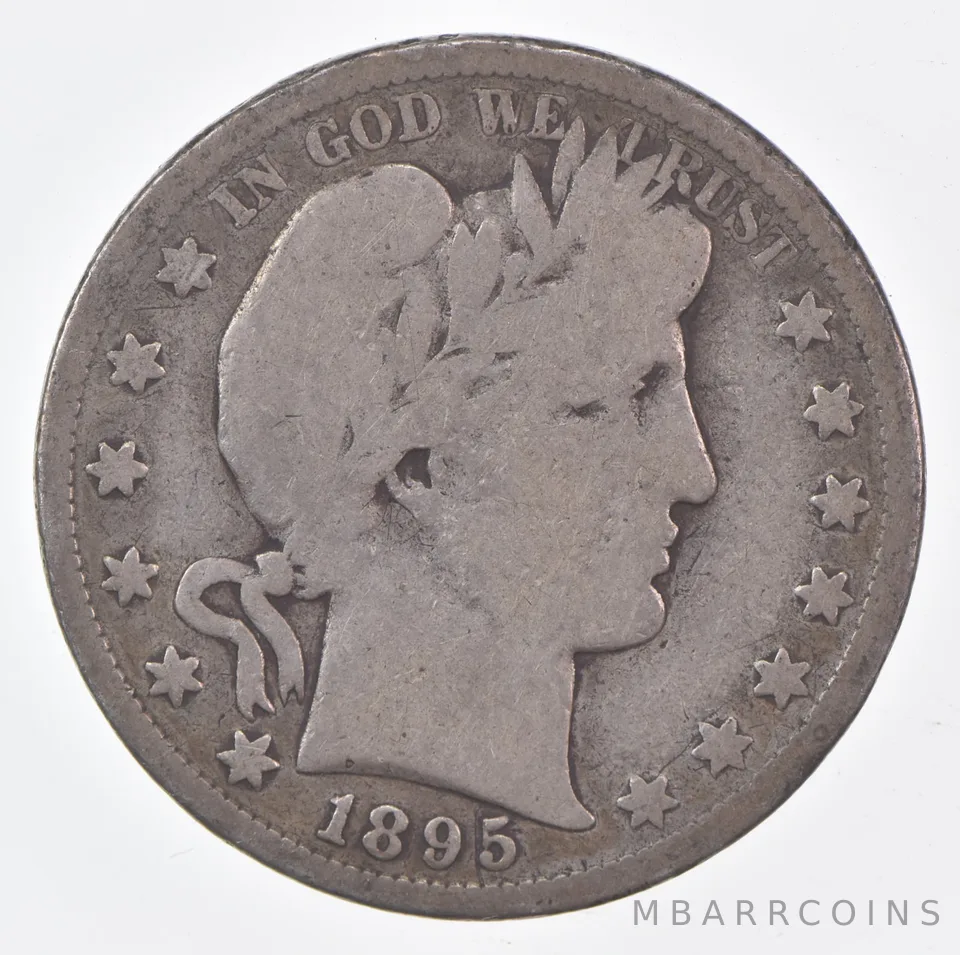 1895-S Barber Half Dollar Average Circ 90% Silver