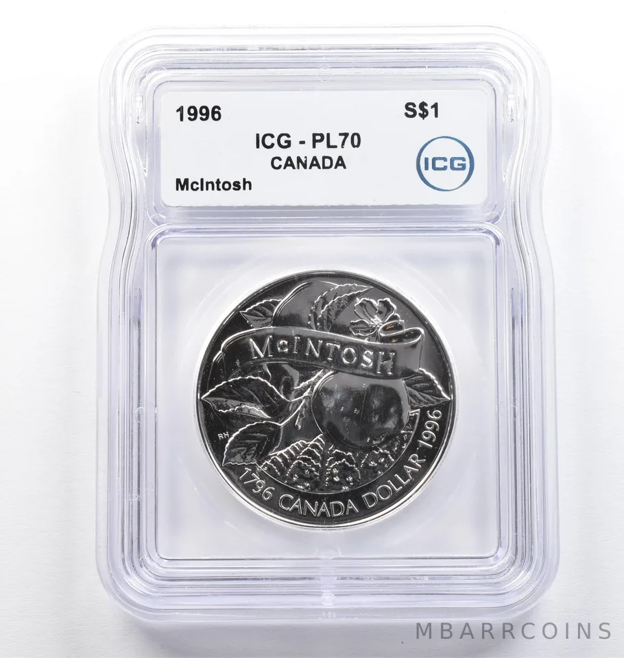 1996 Canada 1 Dollar Silver McIntosh PL70 ICG *9376