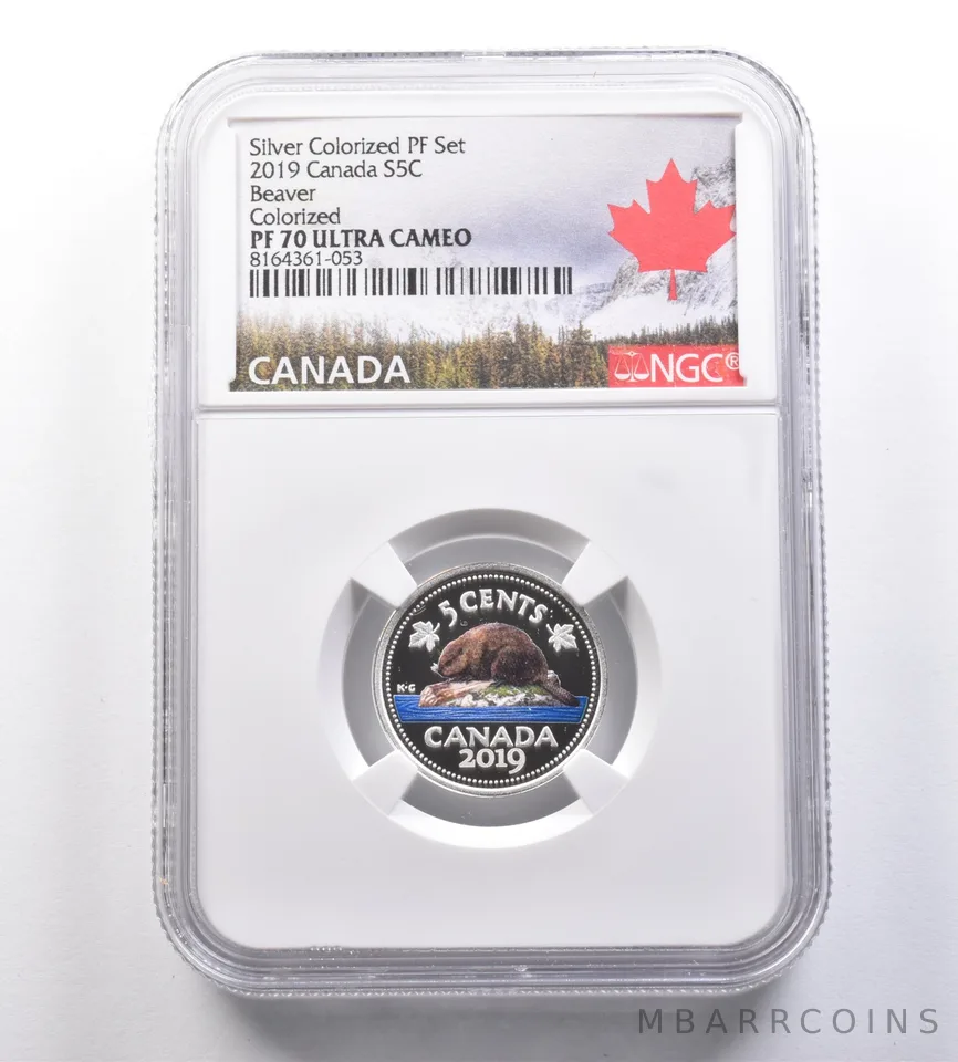 2019 Canada 5 Cents Silver Colorized PF Set Beaver PF70 UCAM NGC *7063