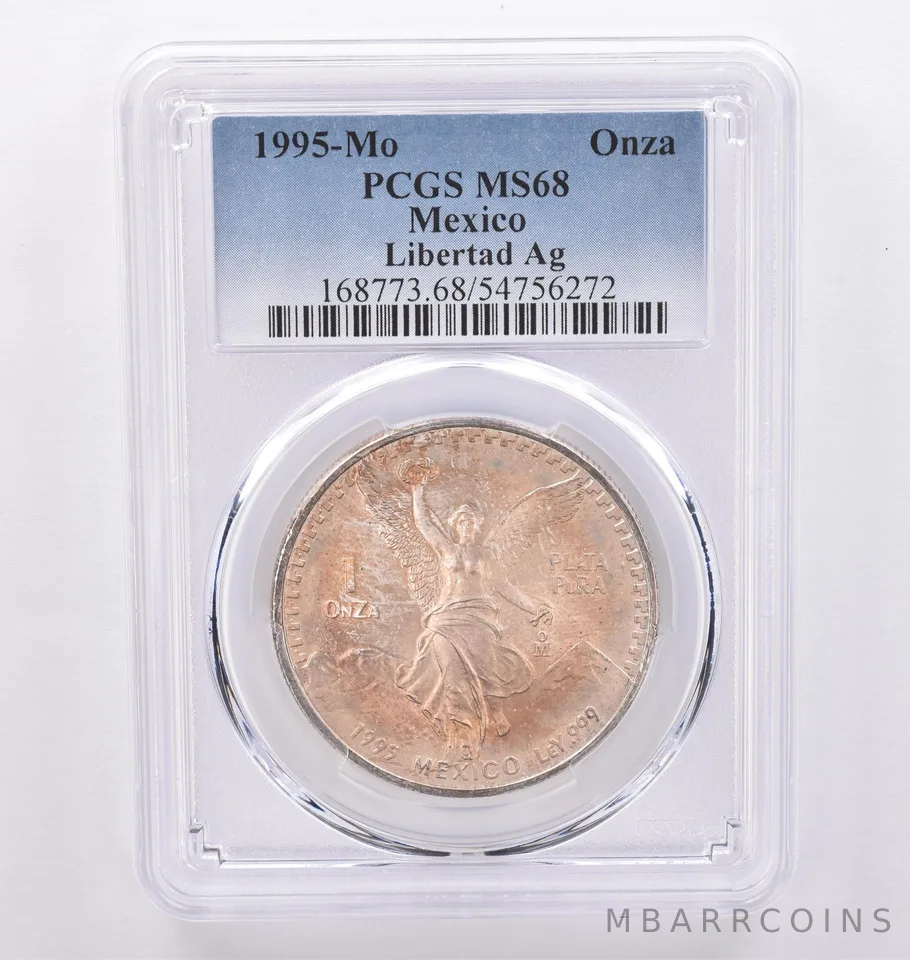 1995 Mo Mexico 1 Onza Silver Libertad MS68 PCGS Beautiful Tone *8954