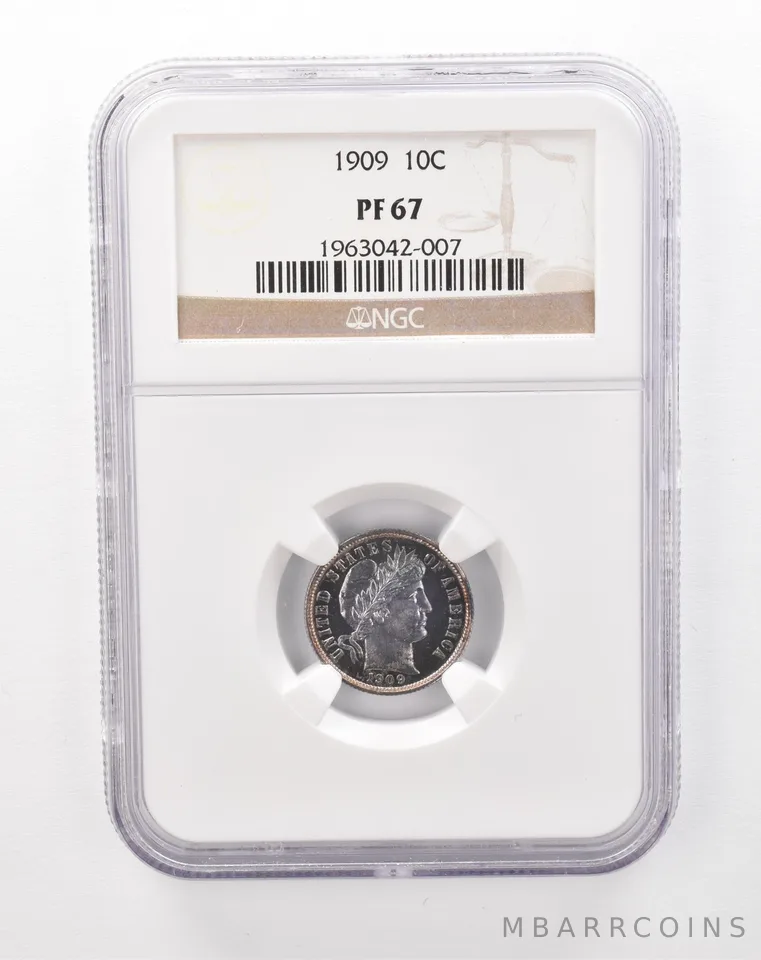 1909 Barber Dime PF67 NGC Beautiful Tone *1245