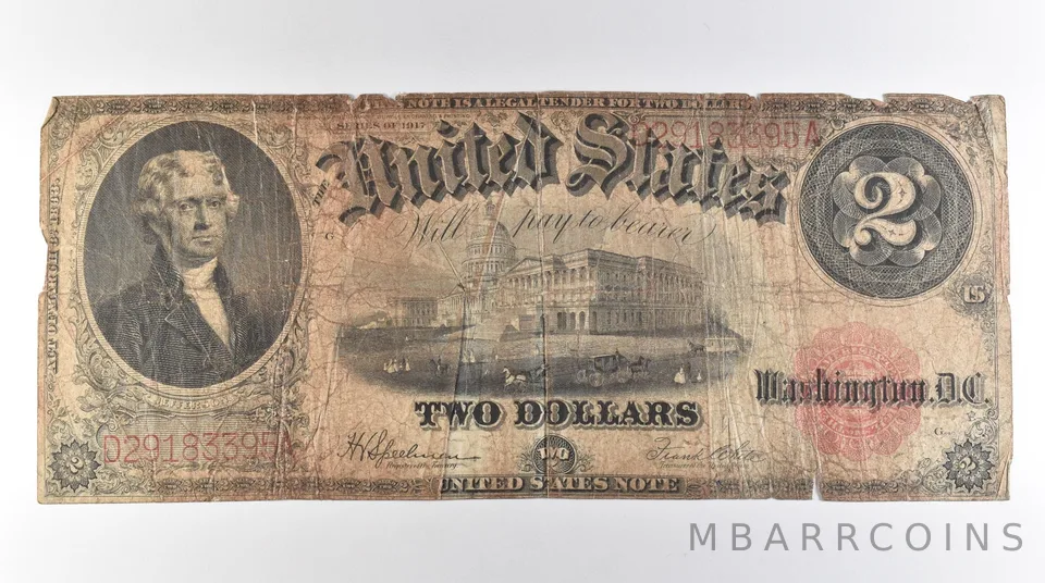 1917 $2 Legal Tender Large Note Red Seal *3080