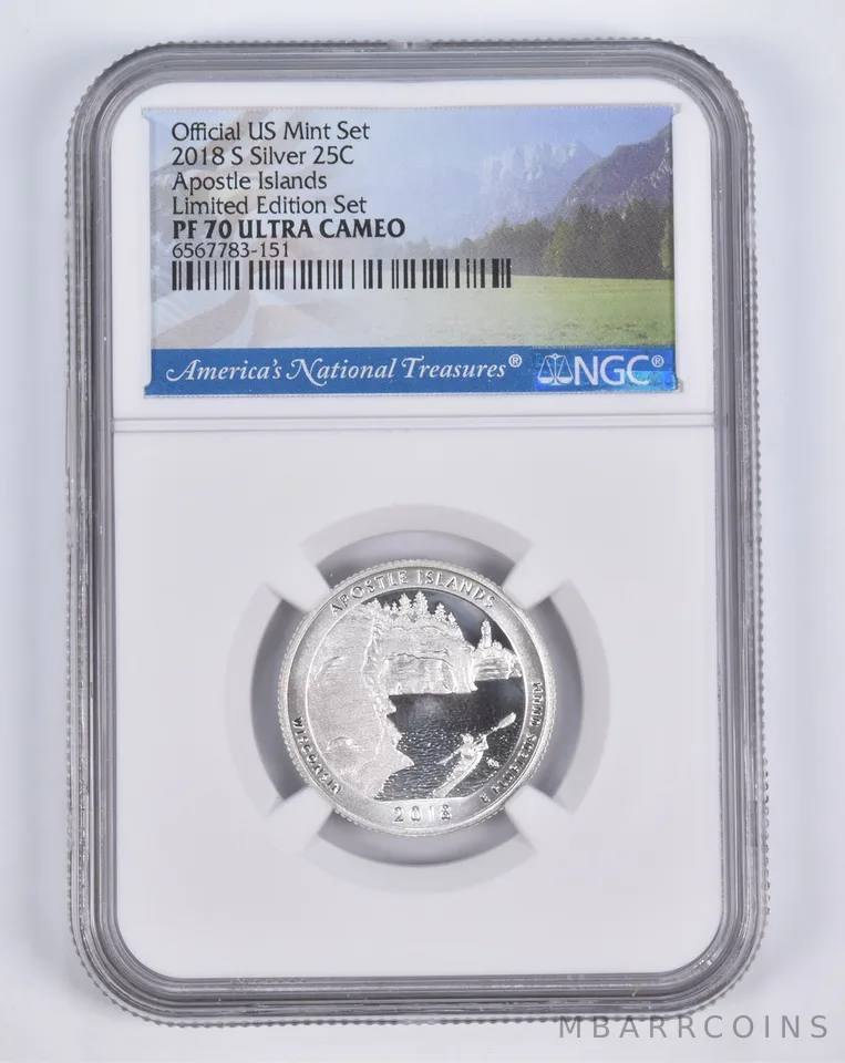 2018-S Silver PF70 ANT Apostle Islands Quarter Limited Edition NGC