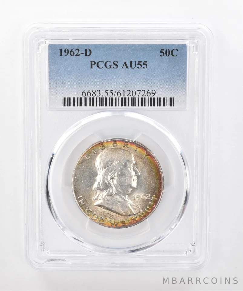 1962-D Franklin Half Dollar AU55 PCGS Beautiful Tone *1444