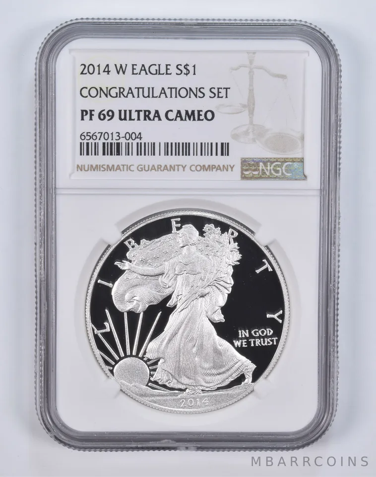 2014-W American Silver Eagle Congratulations Set PF69 UCAM NGC Brown Label