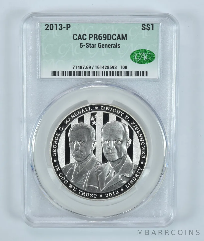 2013-P 5 Star Generals Commemorative Silver Dollar PR69 DCAM CAC CACg