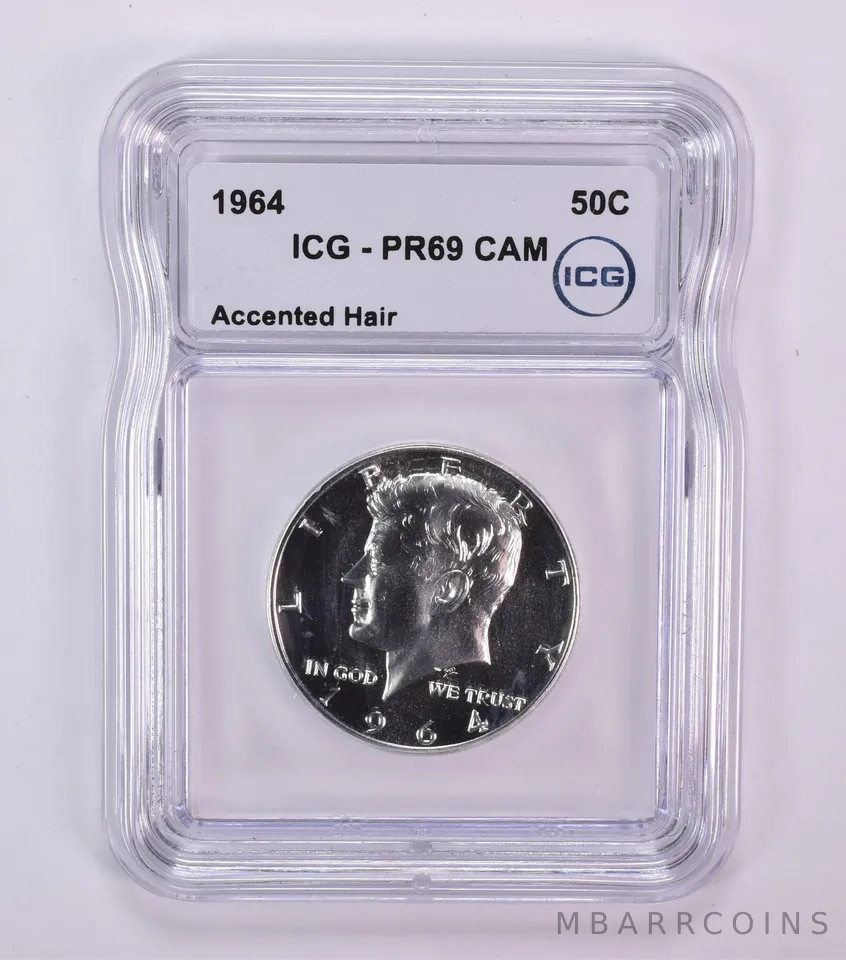 1964 Kennedy Half Dollar Accented Hair PR69 CAM ICG